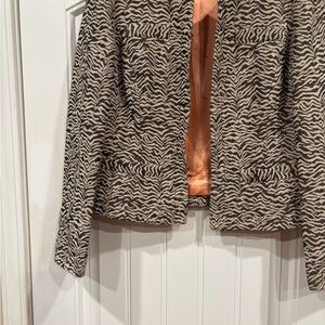 Dana Buchman Black & Beige Zebra-Print Blazer